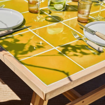 Set comedor pl mesa ceramica mostaza 168x87 Bisbal modena - Main Image