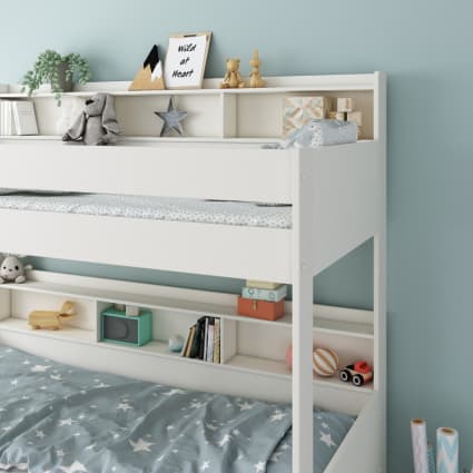Letto A Castello 90x200 In Pino Massiccio Per Bambini Con 2 Cassetti E Sponde Di Sicurezza - Letto Trasformabile In 2 Singoli - Colore Grigio