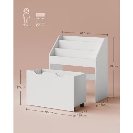 Étagère Enfant 3 Compartiments + 2 Boîtes Pliables Koala - Meuble Rangement Livres Et Jouets