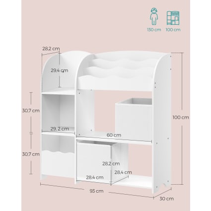 Étagère à Jouets Avec 8 Bacs Et Armoire – Rangement Enfant 4 Niveaux, Charge Max 120 Kg