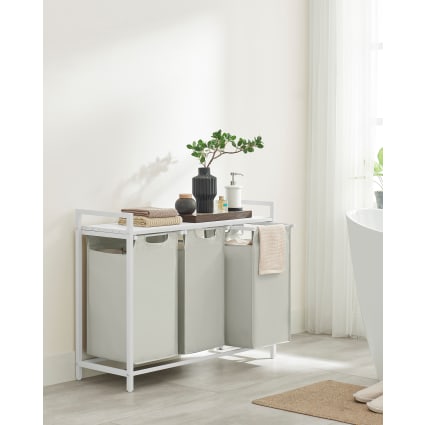 Panier à Linge Pliable 90L - Tissu Oxford Imperméable - Poignées Aluminium - Range-vêtements Multifonction