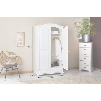 Produktbild von HOMCOM Kleiderschrank, Doppeltür, Kleiderstange, 2 Schubladen, Holzoptik, 80 X 52 X 185 Cm