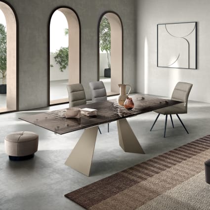 Vetro Temperato Tavolo In Vetro Con Colonne Tavolo Allungabile