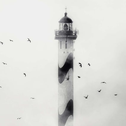 Papel pintado panorámico faro en la niebla 364x270cm cropped-2