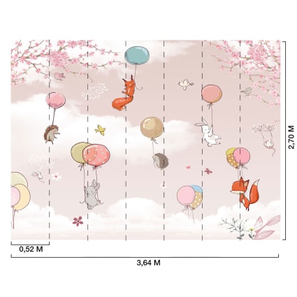 Carta da parati per bambini, animali con palloncino 364x270cm | Maisons du Monde