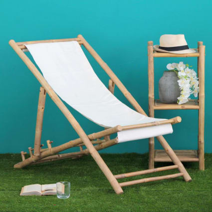 Sdraio in bambù e tessuto bianca Maisons du Monde