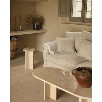 Table d'appoint ronde en marbre travertin de Ø28cm Toscana | Maisons du ...