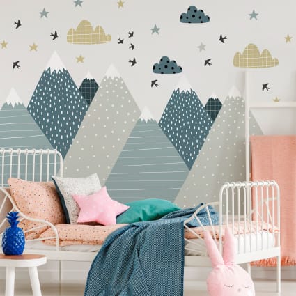Stickers Muraux Enfants Effet Tissu Doux - 120x30 Cm - Repositionnables, écologiques Et Lavables - Décoration Chambre Bébé - 1