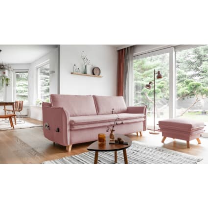 3-Sitzer Sofa Slim mit Bettfunktion, Altrosa Charming charlie
