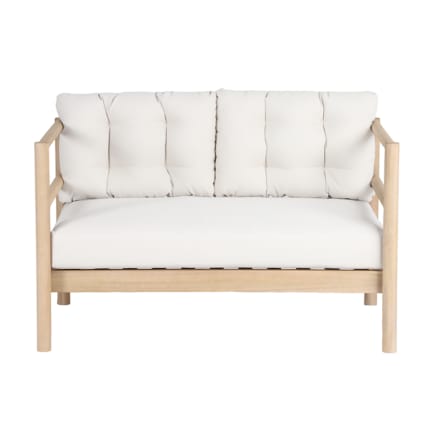Canapé de jardin 2 places en bois d'acacia blanchi et coussins beige Samoa | Maisons du Monde
