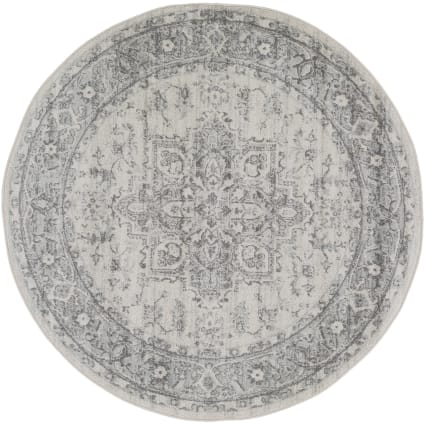 Runder Vintage-Orientalischer Teppich Grau/Weiß Ø 160 Farah