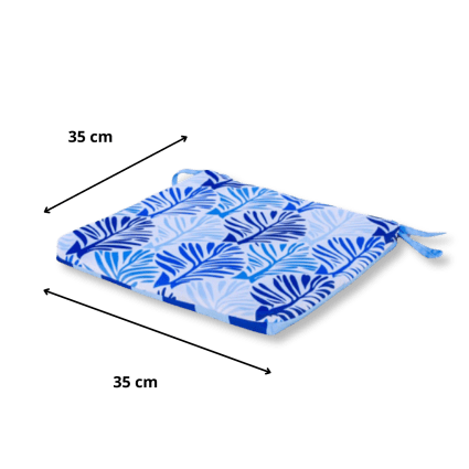 4er set Stuhlkissen Motiv Blatt Blau 35x35 cm Fresco