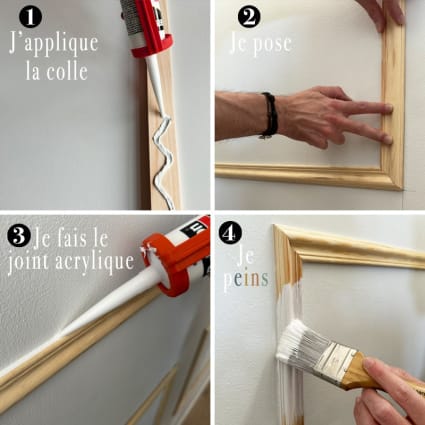 Kit de moldura de pared Apolline A en pino macizo de las Landas ...