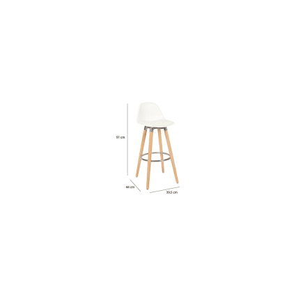 Kosmi Set di 4 sedie in metallo bianco opaco stile industriale e seduta in legno chiaro - gambe a perno