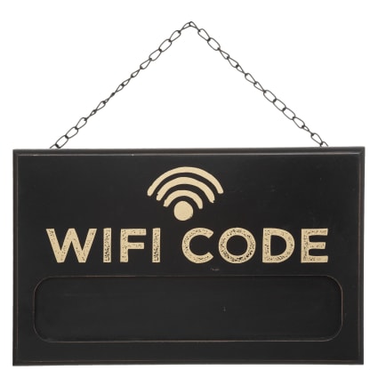 Plaque signalétique en bois noir code wifi 35x22x2.4cm