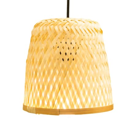 Paralume per lampada a sospensione in bambù di forma cilindrica