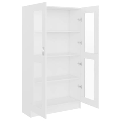 Libreria Con Vetrina Bianca - 82.5x30.5x80 Cm, Legno Multistrato, Per Soggiorno O Cameretta