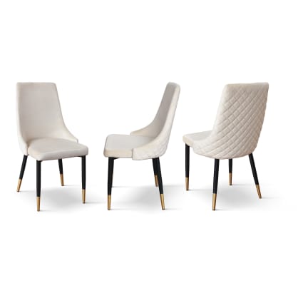 Set di sedie, tessuto effetto velluto beige, gambe antracite e