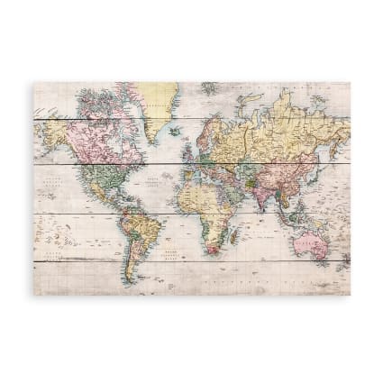 Pannello In Fibra Con Mappa Del Mondo - 120x80 Cm, Bacheca Per Puntine, Include 50 Puntine, Pronto Da Appendere