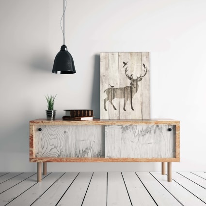 Tapisserie Murale Vintage Cerfs Et Glands - Panneau Tissé Français Multicolore - Sovali