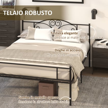 Letto matrimoniale 160x200cm acciaio doghe integrate testiera