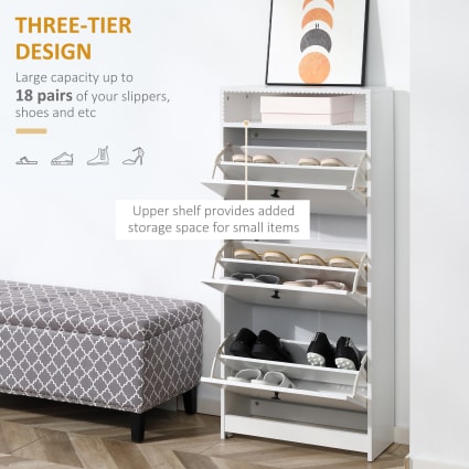 Scarpiera ALAN A Tre Scomparti Con Contenitore - Bianco E Grigio - 104x29,5x49 Cm - Da Montare - 2