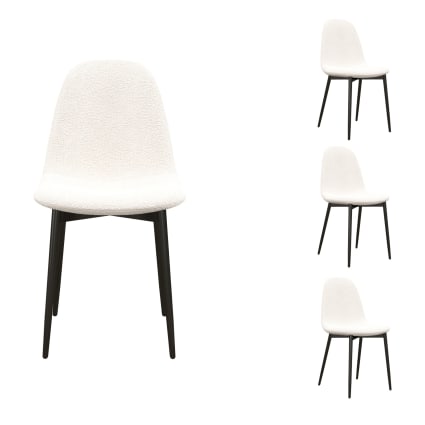 Chaise en tissu bouclette Ecru (x4) Sally | Maisons du Monde