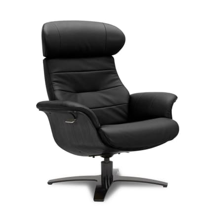 Fauteuil de relaxation électrique en cuir noir - VERONE | Maison et Styles