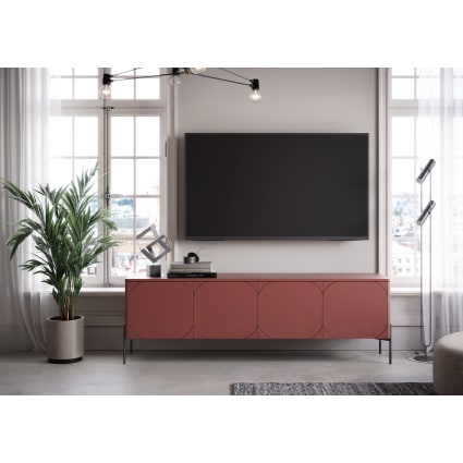 Mobile TV ante con piede in metallo bordeaux 204x65 cm Maisons