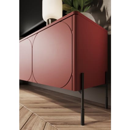 Mobile TV ante con piede in metallo bordeaux 204x65 cm Maisons
