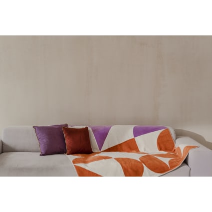 Plaid en coton, terracotta et violet Tul | Maisons du Monde