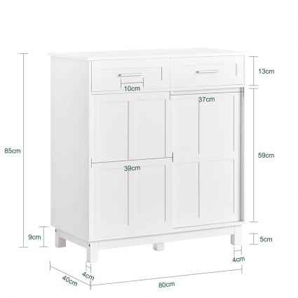 Sideboard mit Schiebetüren Holz Weiß