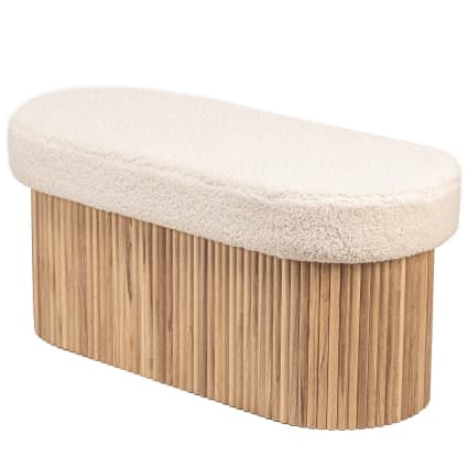 Banc BAOTSU avec rangement en bouclettes blanches - Maisons du Monde