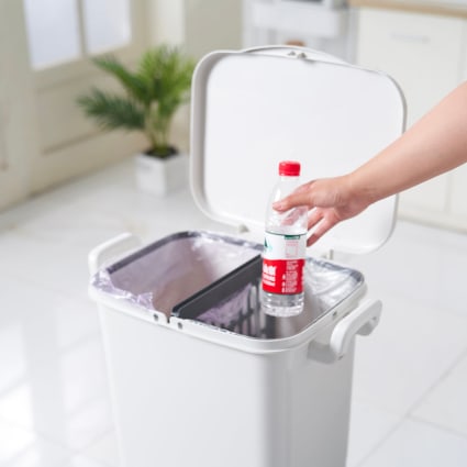 Pattumiera A Doppio Contenitore Senza Coperchio In Plastica Bianca, Per Raccolta Differenziata, Adatta A Cucina E Bagno