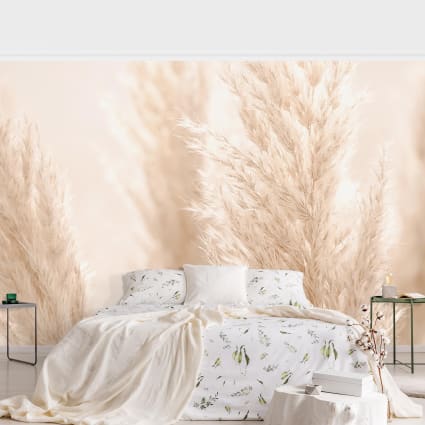 Fototapete aus Vlies - Pampasgras im Sonnenlicht, beige 288 x 190 cm