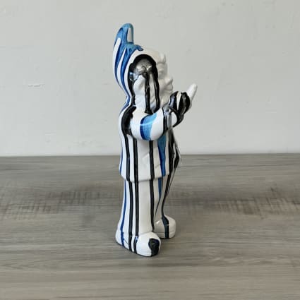 Lot De 2 Statues En Céramique Bleu Et Or - Sculpture Abstraite Moderne Pour Salon Et Chambre