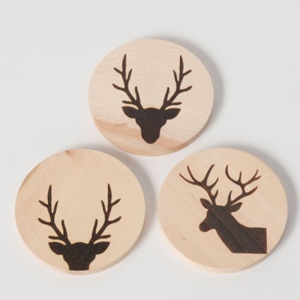 Lot De 6 Sous-verres Ronds En Verre - Motif Scène De Cerf - Décoration Campagne - Neuf