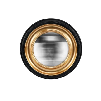 Miroir Convexe Fleur Noir Et Doré 19 Cm - Déco Murale, Neuf Sous Emballage
