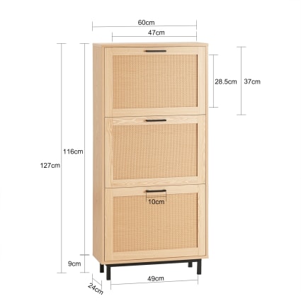 Scarpiera per Ingresso, Scarpiera Sottile con 3 Cassetti Ribaltabili, Scarpiera Stretta, 3 Ripiani Scarpiera Autoportante per Ingresso, Corridoio, Soggiorno ( Color : White-W:24cm/9.4in , Size : 60cm
