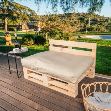 Cuscino seduta sfoderabile per pallet in poliestere 120x80cm beige