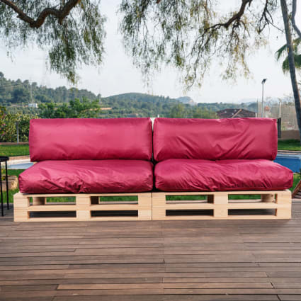 Set di cuscini sfoderabili per pallet in poliestere rosso