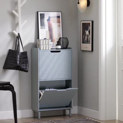 Spetebo Portascarpe Grigio 60x40cm (2 Pezzi) - Scolapiatti Con Bordo Rialzato
