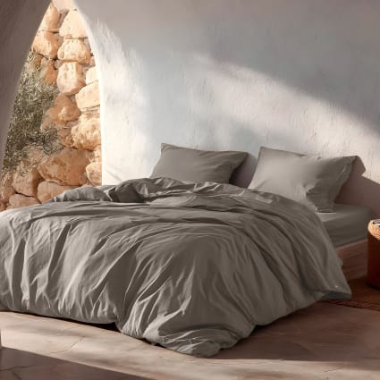 Copripiumino e due federe quadrate cotone (240 cm) Chalet Beige - Biancheria da letto
