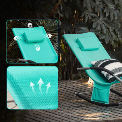 Set Di 2 Sedie A Dondolo Da Esterno KOMFOTT - Schienale Ergonomico, Tessuto Traspirante, Struttura In Metallo Stabile