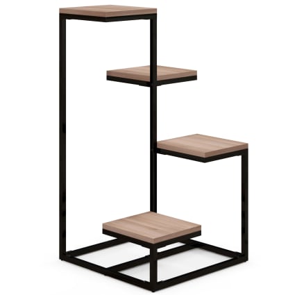 Supporto Per Piante In Metallo – Fioriera Rotonda Con Vassoio Rimovibile – Marrone, Altezza 25,5 Cm, Diametro 25 Cm