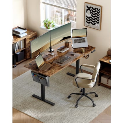 Devoko Bureau Assis Debout 160cm, Bureau Électrique, Bureau Réglable en Hauteur avec USB, 3