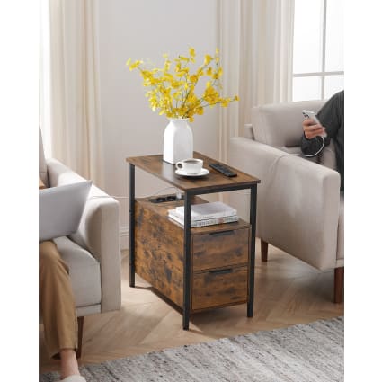 Table D’appoint 2 Niveaux Relaxdays – 80x40x40 Cm – Bois Et Verre Marron – Poids 10 Kg