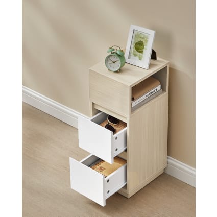 Tables de chevet lot de 2 avec 2 tiroirs beige | Maisons du Monde