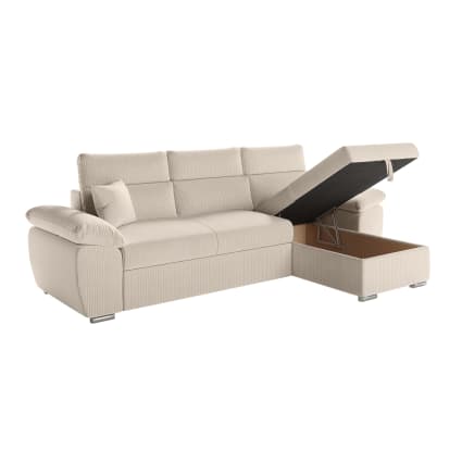 Canapé 3 Places D’angle En L – Beige, Tissu Lin, 220x157x81 Cm, Coussins Réglables, Confort Haut De Gamme