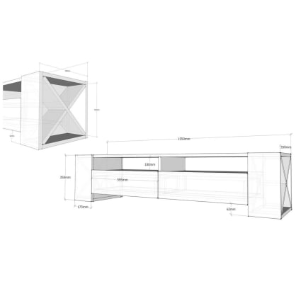 Mueble De TV Lukkodso Con 2 Puertas MDF 150x40x40cm [en.casa